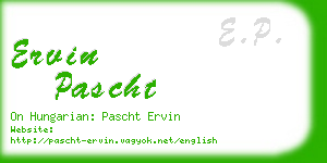 ervin pascht business card